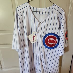 Majestic Blue and White Striped Men's Jersey